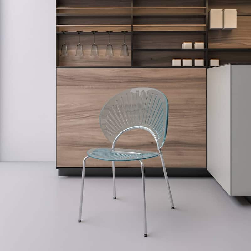 Opulent Plastic Dining Side Chair With Chrome Base Set of 4