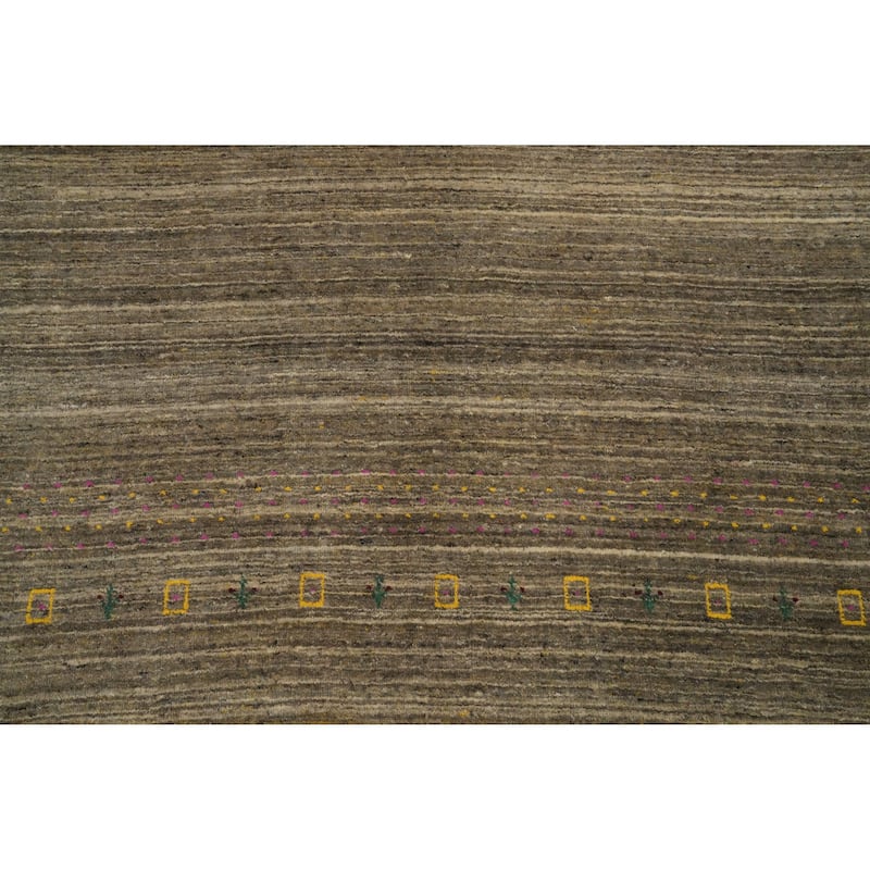 Hand Knotted Oriental 100% Wool Carpet Tribal Animal Pictorial Brown Gabbeh Area Rug - 8' 2'' X 6' 7''
