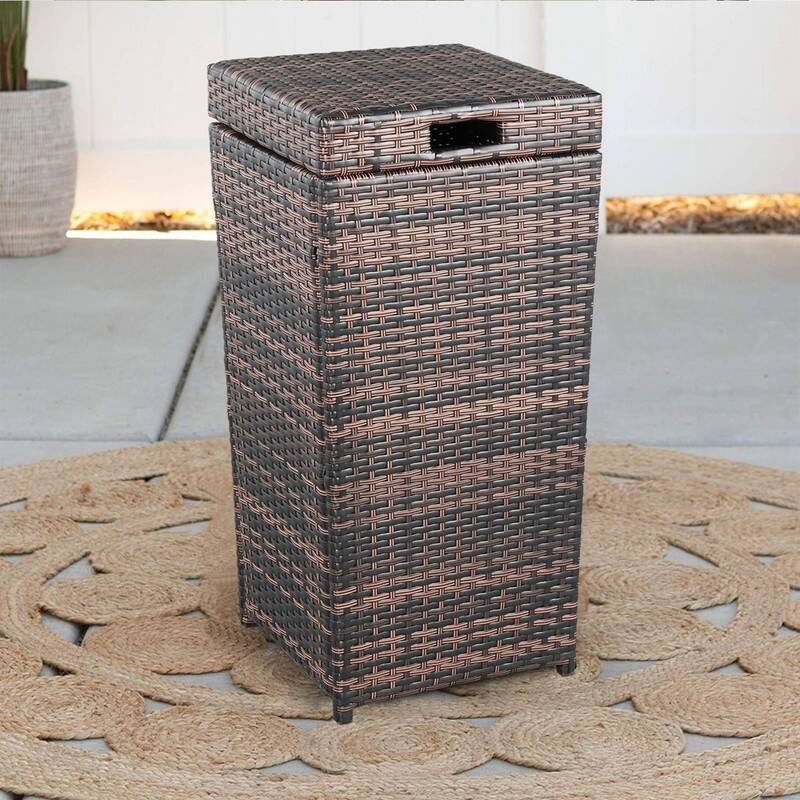 Patio Weather Resistant Wicker Trash Bin