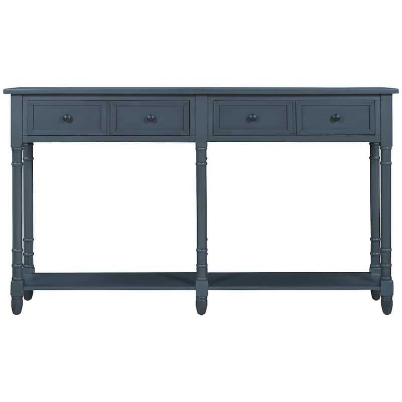 Console Table Sofa Table with Two Storage Drawers and Bottom Shelf for Living Room, Entryway