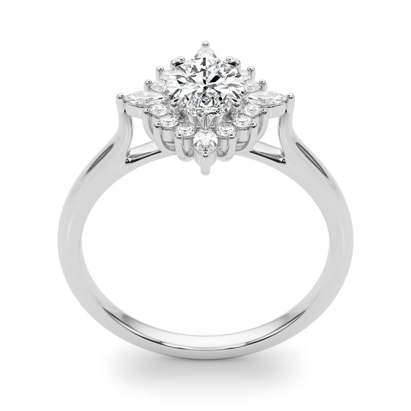 Auriya 14k White Gold Lab Grown Oval Diamond Halo Engagement Ring 0.50 to 5.00 ct. tw. (F-G VS)