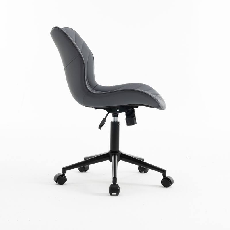 Faux Leather Office Chair with Wheels, Upholstered Task Chair