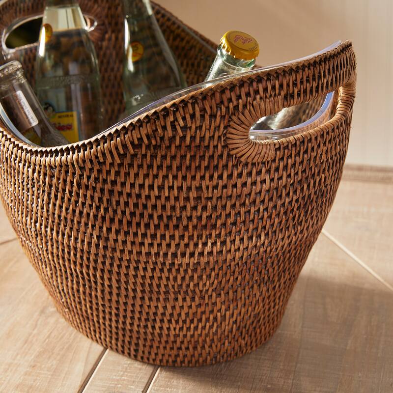 Burma Rattan Beverage Tub Large - warm brown