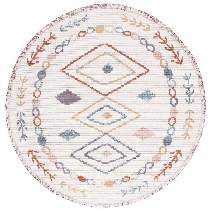 SAFAVIEH Handmade Marrakech Nurlana Traditional Rug - 6'7" Round - Ivory/Multi