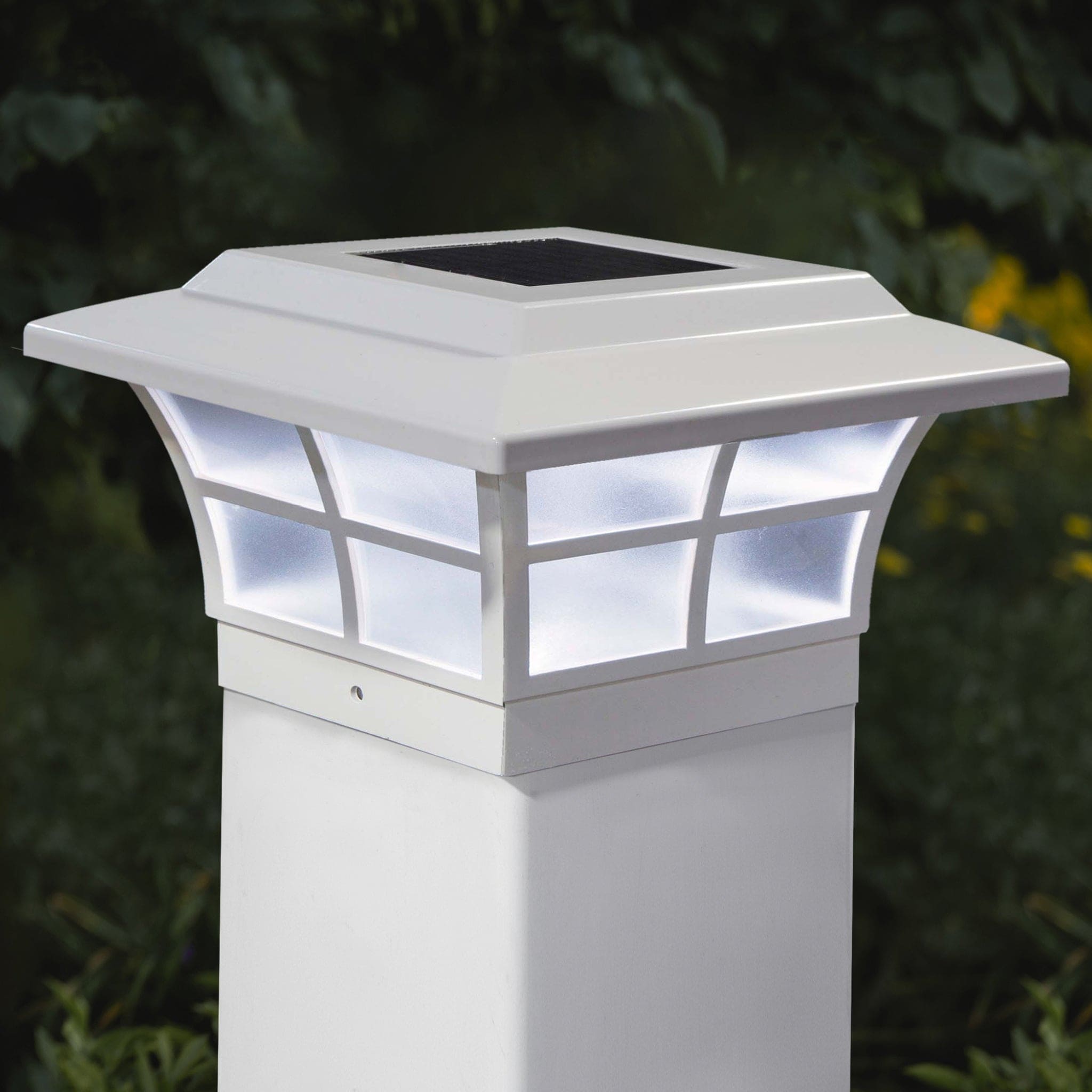 Classy Caps 5x5 White PVC Prestige Solar Post Cap Set of 2 On