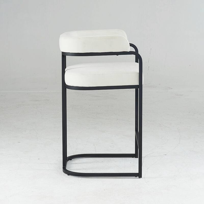 Modern Chenille Bar Stools Set of 2, Upholstered Counter Height Chairs