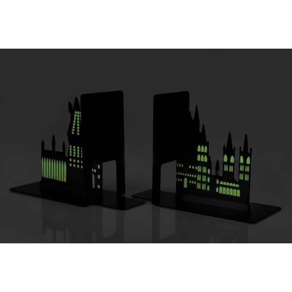 Harry Potter Hogwarts Castle Metal Bookends Glow In The Dark Castle Design Black On Sale Overstock