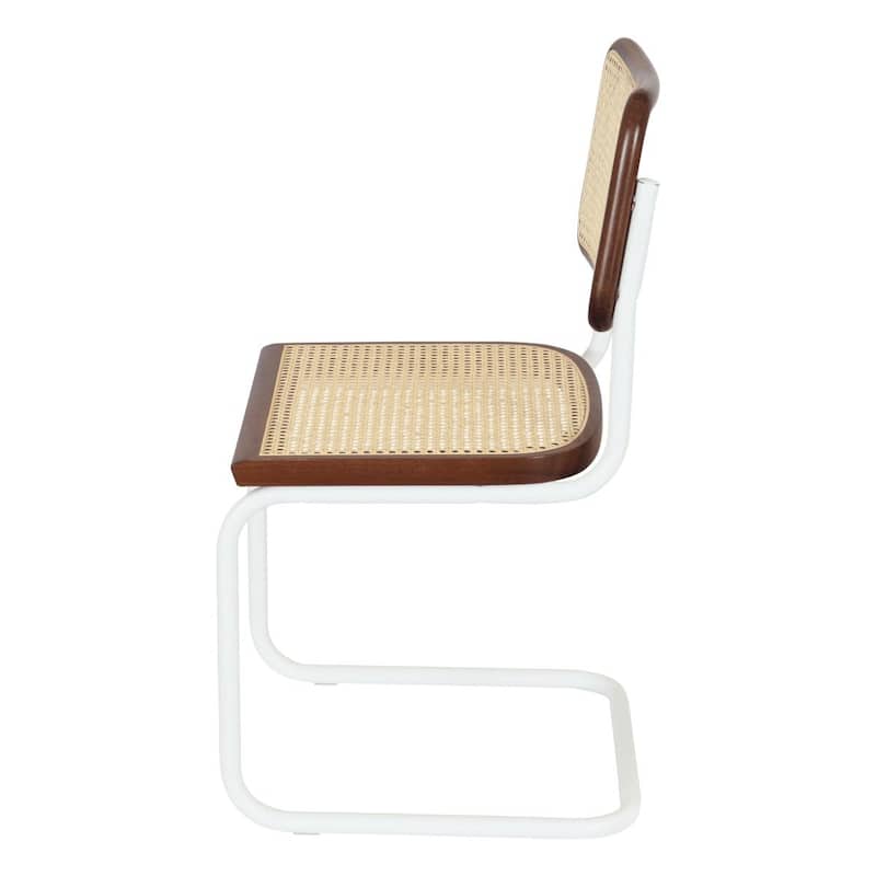 Breuer Chair Company Marcel Breuer Cesca Cane Cantilever Side Chair w/ White Steel Frame (Various Wood & Cane Colors)
