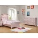 preview thumbnail 1 of 9, Furniture of America Gibson Modern 2-Piece Rose Gold Faux Leather Tufted Headboard Kids Panel Bed and Dresser Set Twin