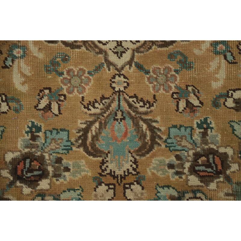 Hand Knotted Oriental 100% Wool Carpet Traditional Floral Brown Tabriz Area Rug - 5' 8'' X 4' 3''