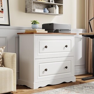 2 Drawer Farmhouse File Cabinet, Lateral Filing Cabinet for Home Office ...