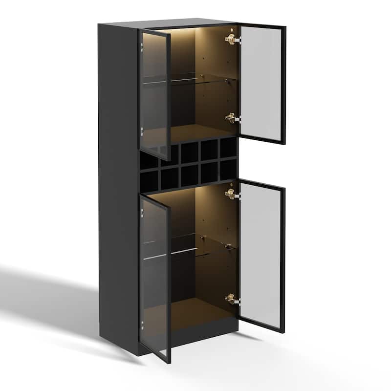 Bar Cabinet Wine Cabinet Rack Display Shelves with LED Lights