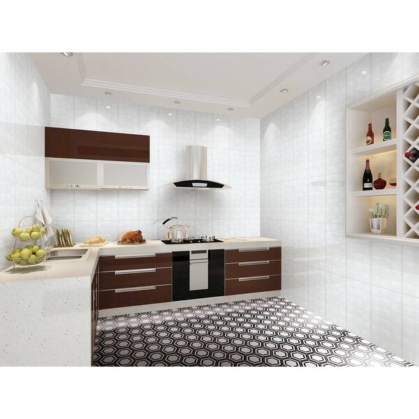 TileGen. Large Triple Hexigon Marble Tile in Black/White Floor and Wall ...