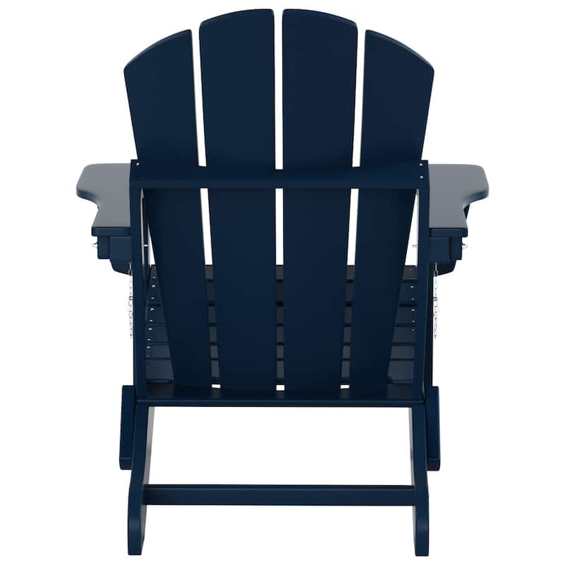 Polytrends Laguna Hdpe All Weather Outdoor Patio Foldable Adirondack Chair With Ottoman (2-Piece Set)
