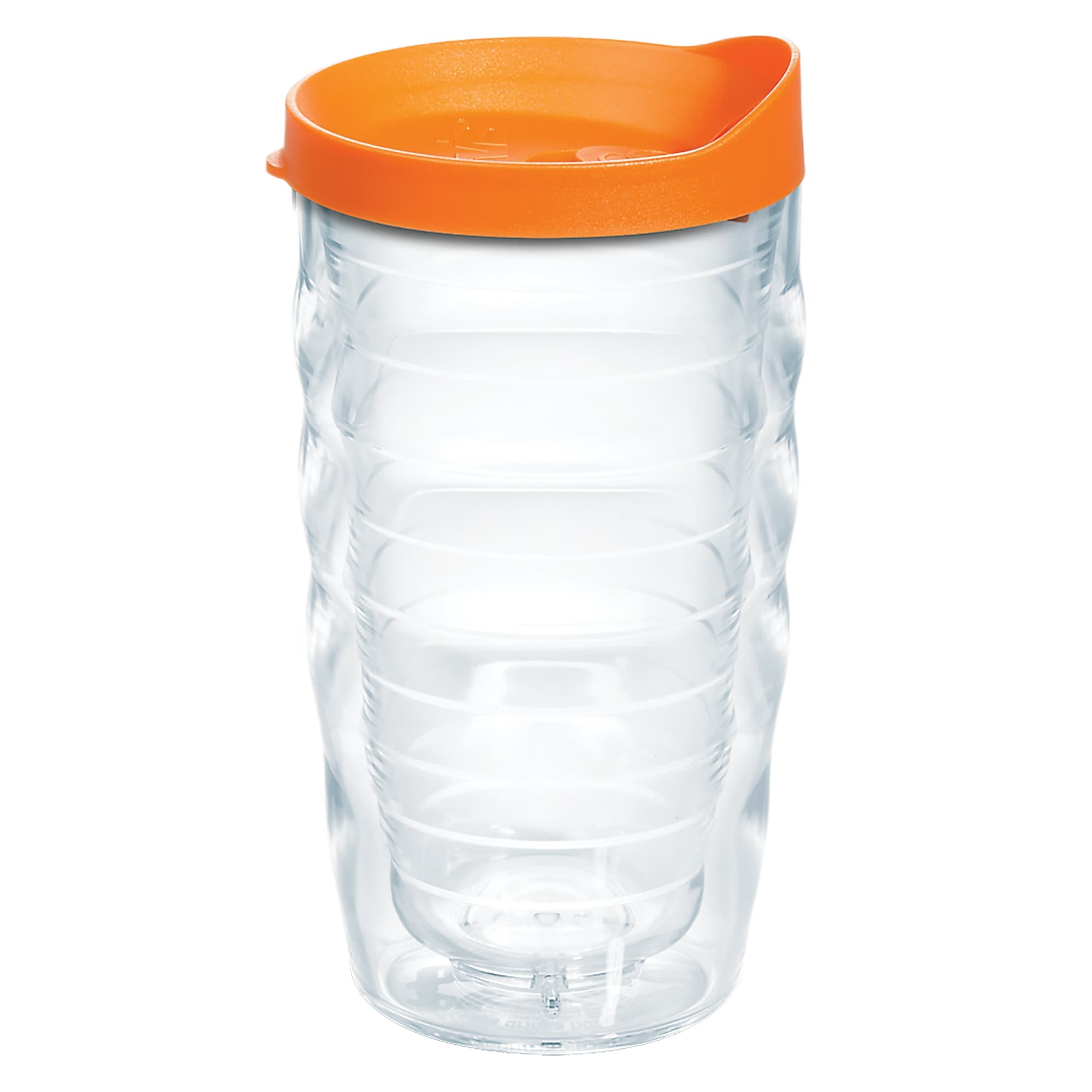 Tervis Clear & Colorful Lidded Made in USA Double Walled Insulated Travel Tumbler, Orange Lid - 10oz Wavy