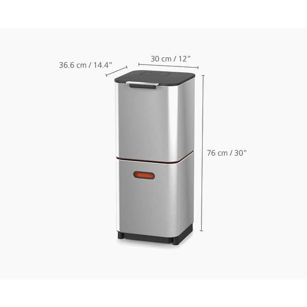 dimension image slide 1 of 3, Joseph Joseph Totem Compact 40L Dual Trash Can and Recycle Bin (8 US Gallons)