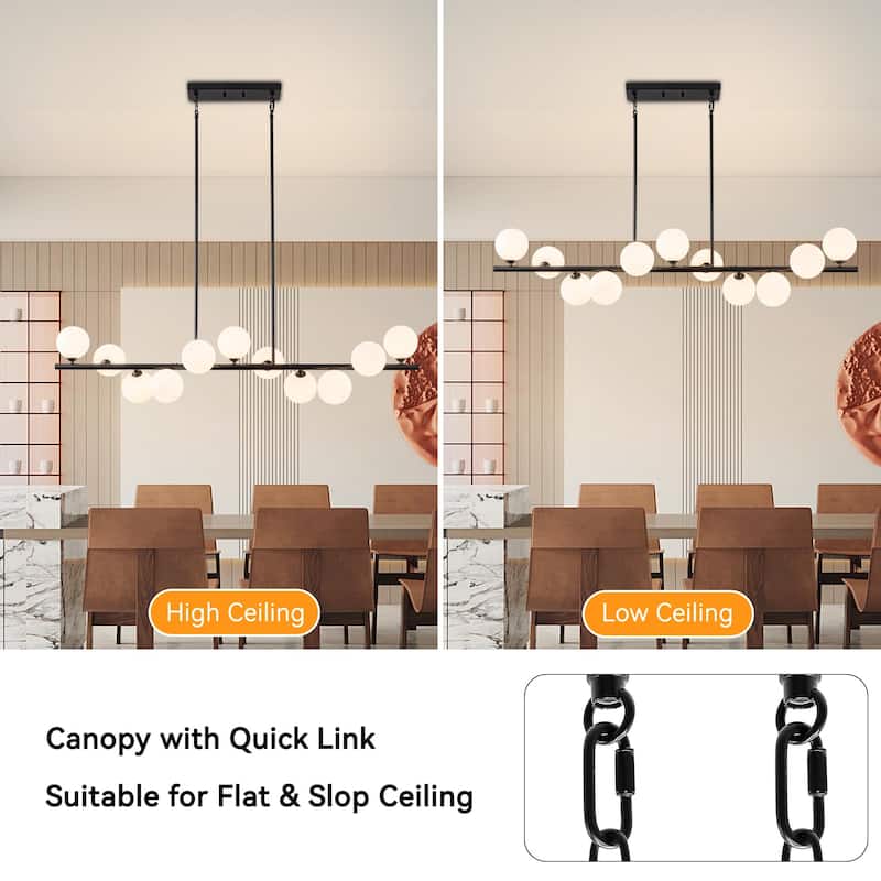 11-Light Linear Chandelier for Dining Room Sputnik Chandelier