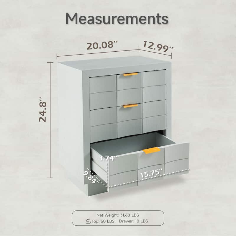 COZAYH Modern 3-Drawer Nightstand, Mid-Century Design with Full-Contact Base Corners