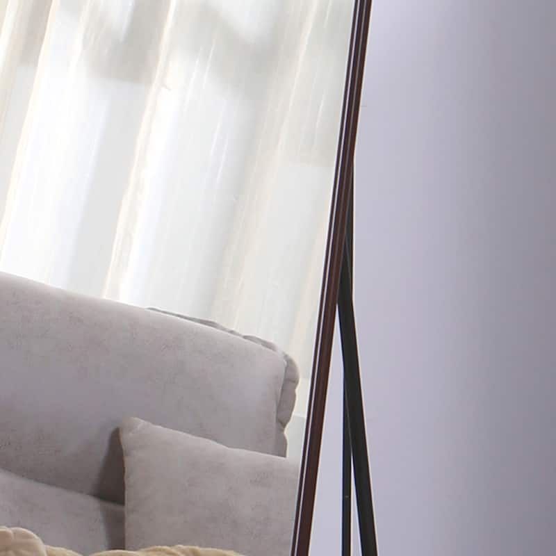 Roomfitters Floor Standing Full-Length Mirror with Walnut Frame, 60"x16.5" Wall Mounted Dressing Mirror for Bedroom