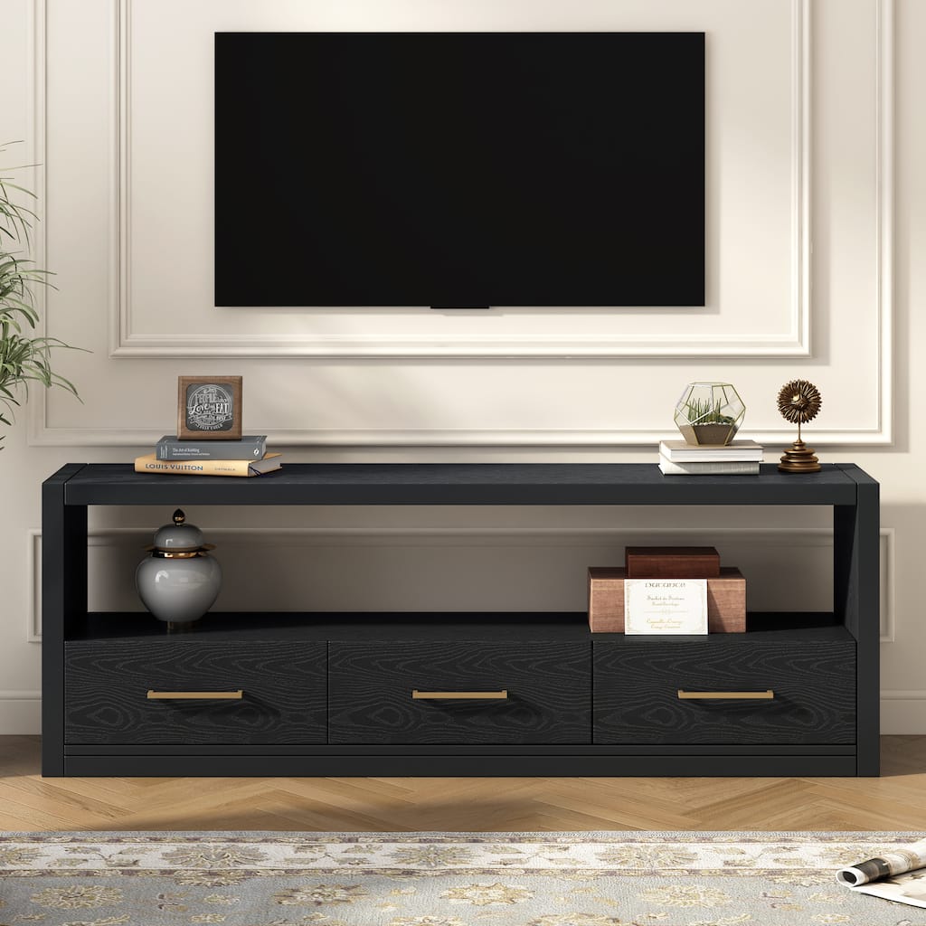 Roomfitters Stylish TV Stand with Ample Storage, Classic Design with Three Drawers and Spacious Surface for Living Room