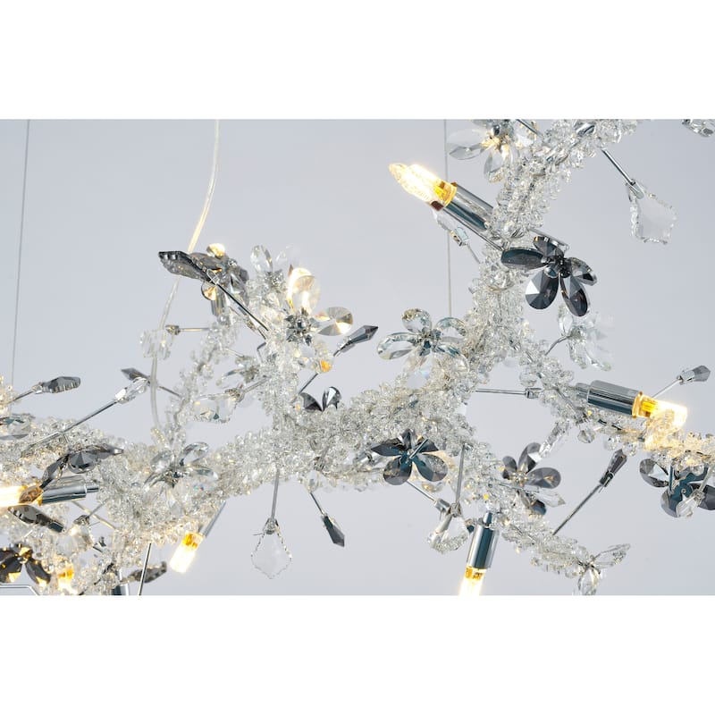 20-Light Chrome Chandelier With Clear And Smoke Crystals