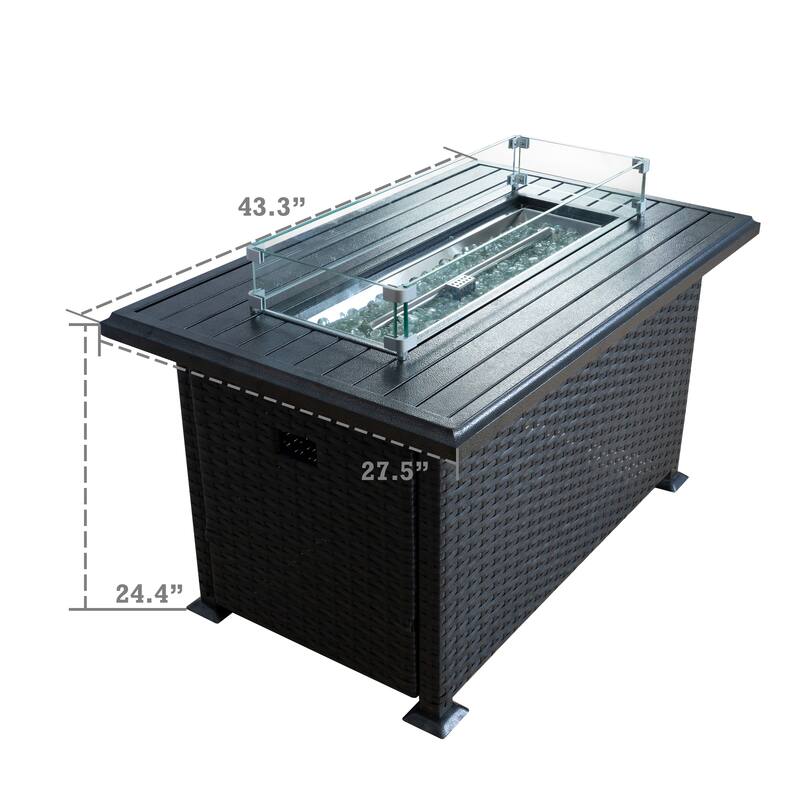Kozyard 50,000 BTU Outdoor Wicker Patio Propane Gas Fire Pit Table