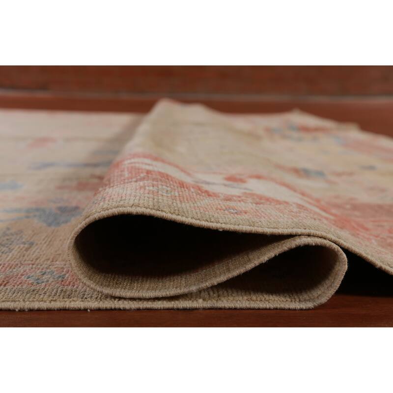 Hand Knotted Oriental 100% Wool Carpet Transitional All-Over Beige & Ivories Oushak Area Rug - 12' 2'' X 9' 4''