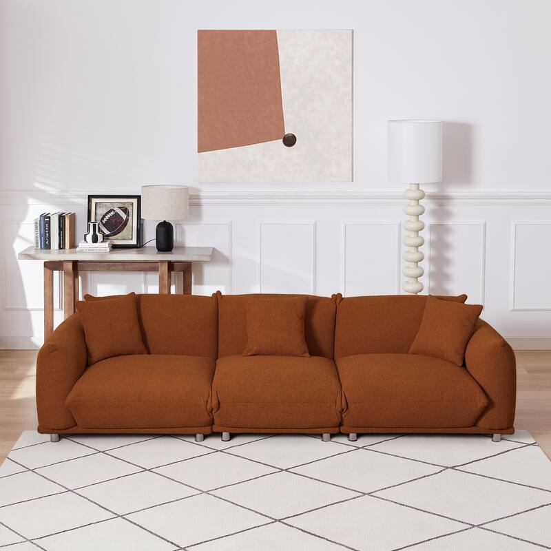 Modern 111" Oversized 3-seater Sofa with Metal Legs and Solid Wood Frame for Living Room