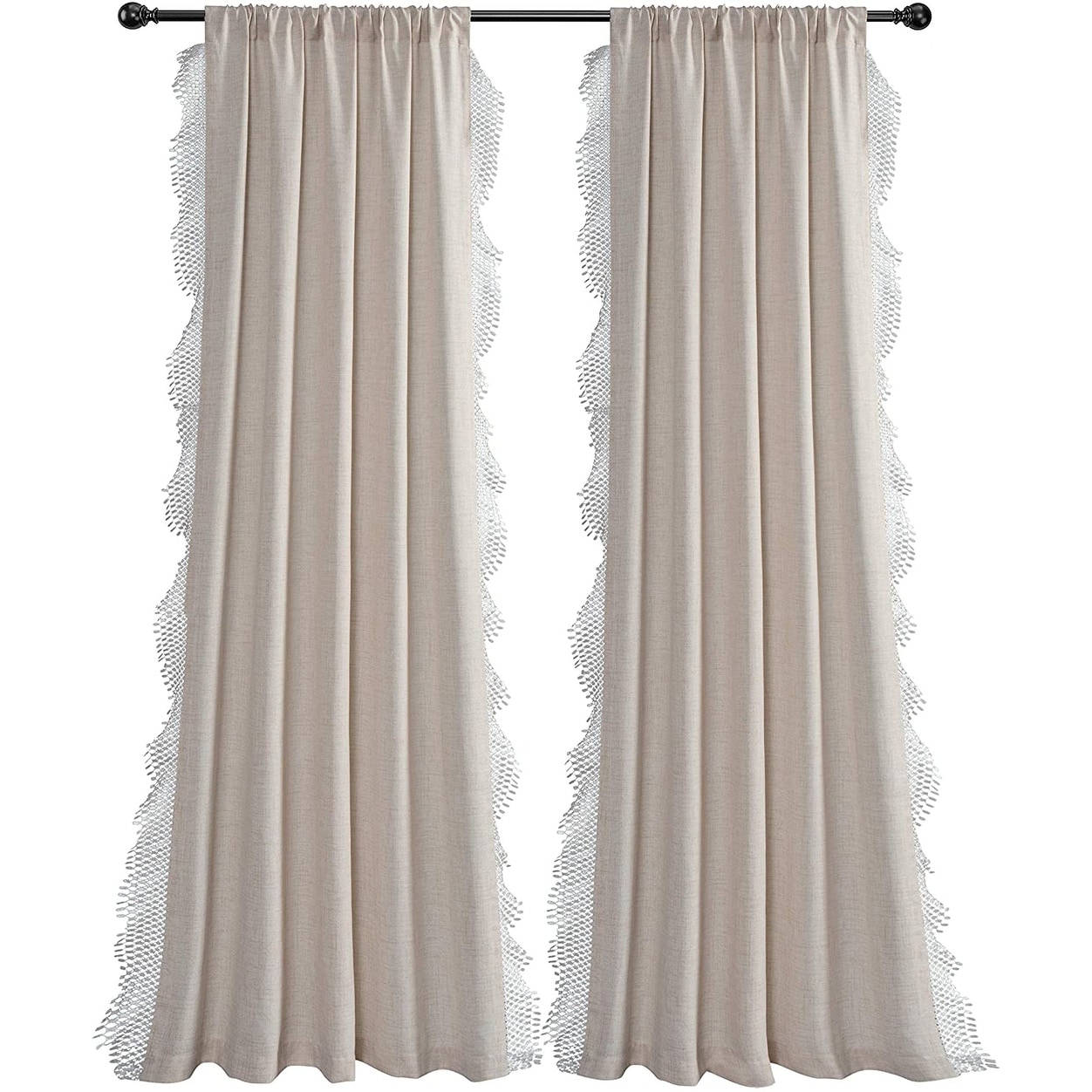 2 Piece Exclusive Home Curtains Woodland Printed Metallic Branch Sheer Textured Linen Window Curtain Panel Pair with Grommet Top Winter Gold 54x84