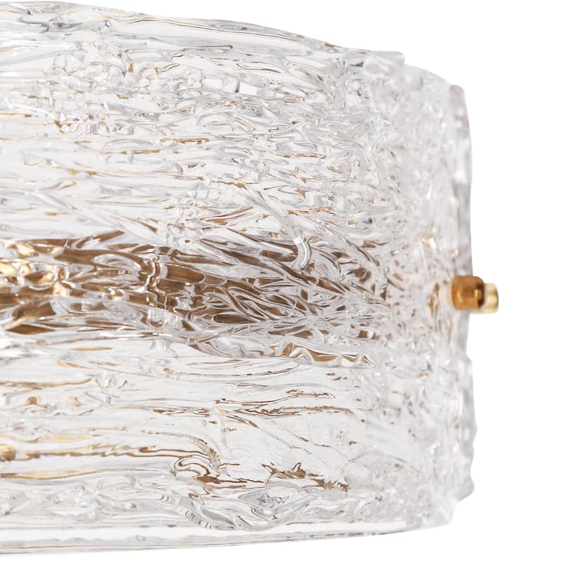 Uolla Modern Farmhouse 4-Light Drum Art Textured Glass Chandelier for Dining Room - D 18"* H 6"