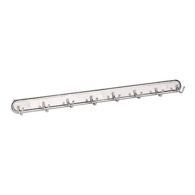 Wall Mounted Hooks Towels Coat Hook Rack Hanger w Screw Fittings - Silver Tone