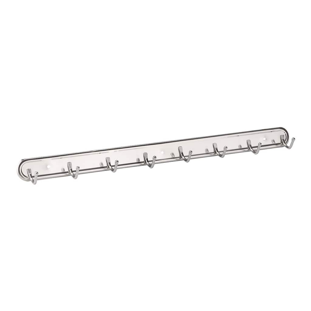 Wall Mounted Hooks Towels Coat Hook Rack Hanger w Screw Fittings - Silver Tone