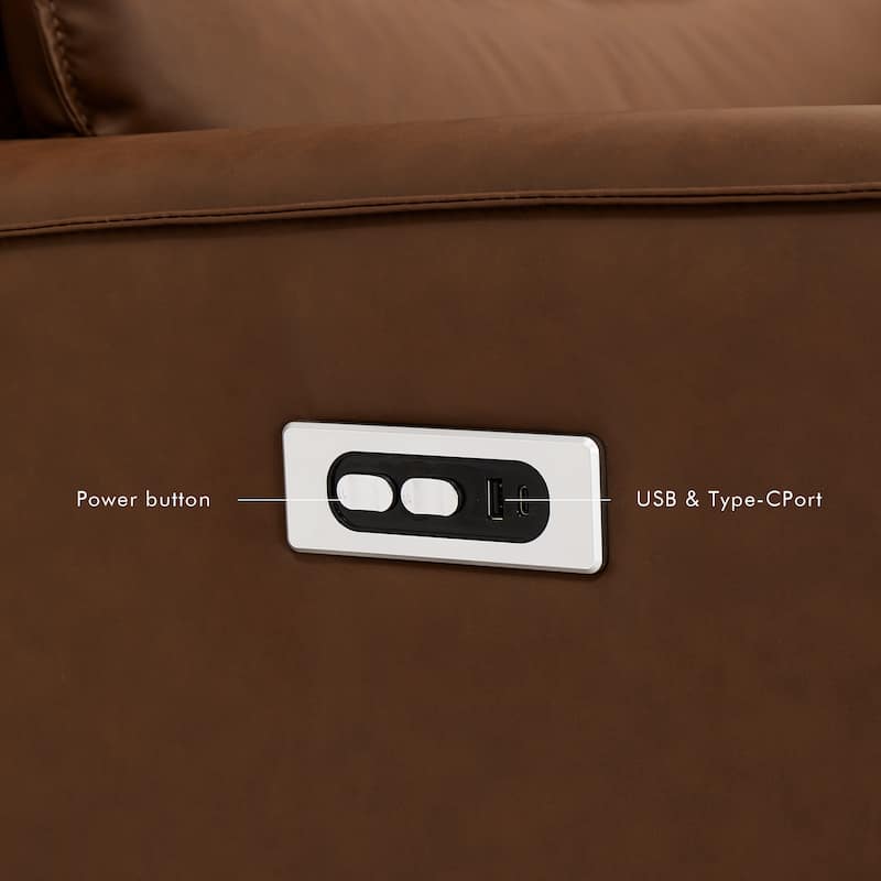 48.5" W Faux Leather Dual-Power Oversized Width Seat Recliner with USB & USB-C Charging, Ajustable Headrest