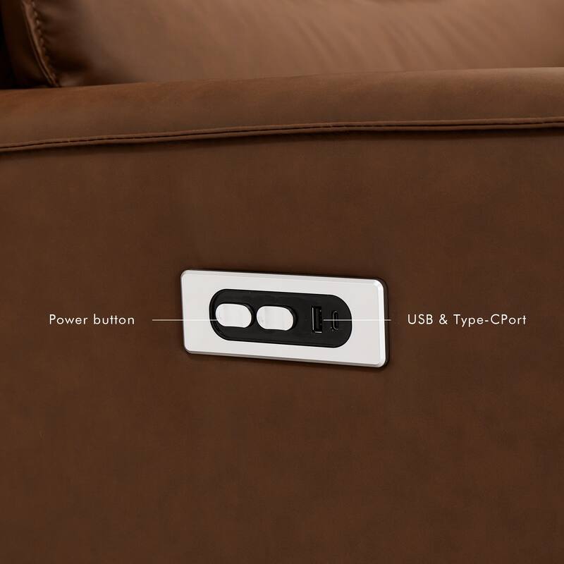 94.5'' W Faux Leather Dual-Power Oversized Width Seat Loveseat with Wireless Charging, Reading Light