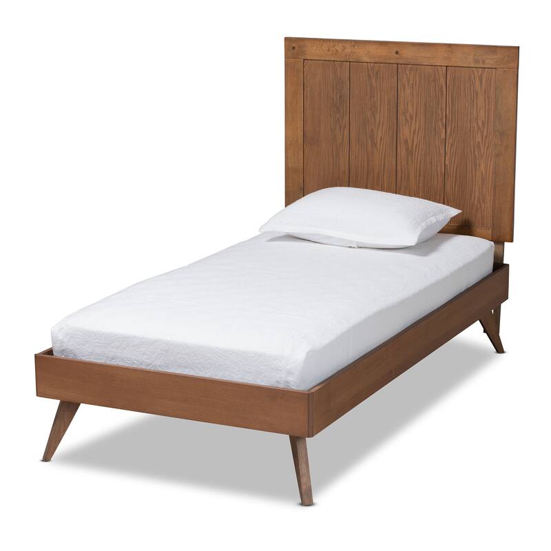 Amira Transitional Ash Walnut Finished Wood Platform Bed - Twin
