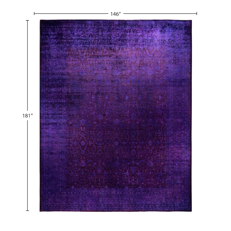 Overdyed One-of-a-Kind Hand-Knotted Area Rug - Purple - 12' 2" x 15' 1"