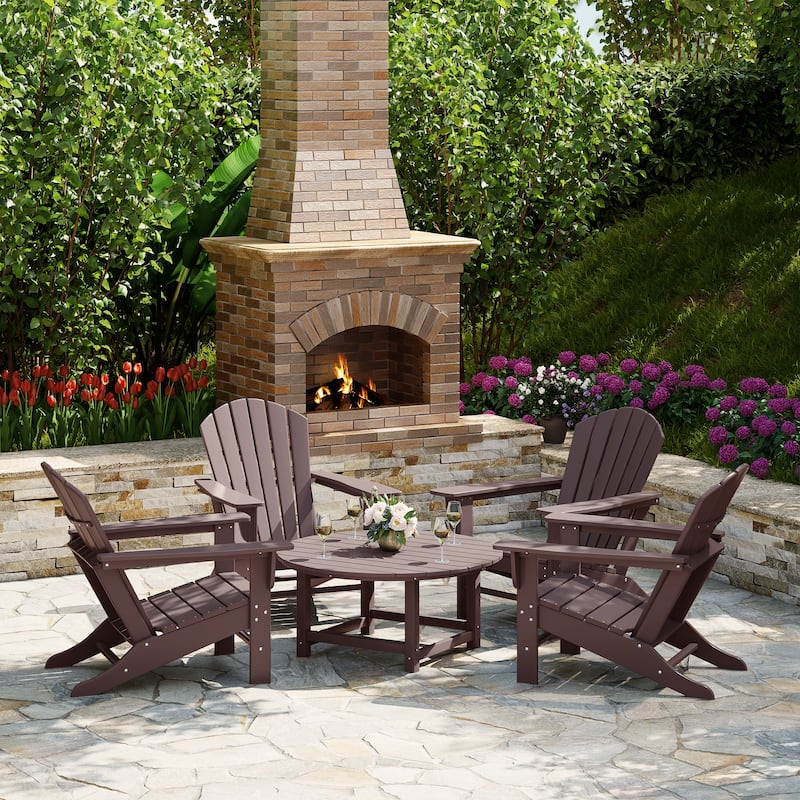 Altura Outdoor 5-Piece Adirondack Chair & Round Coffee Table Conversation Set