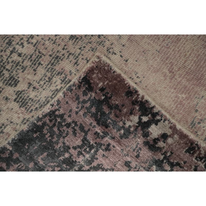 Hand Knotted Oriental Viscose Silk Carpet Modern Abstract Pink Abstract Area Rug - 7' 9'' X 5' 7''