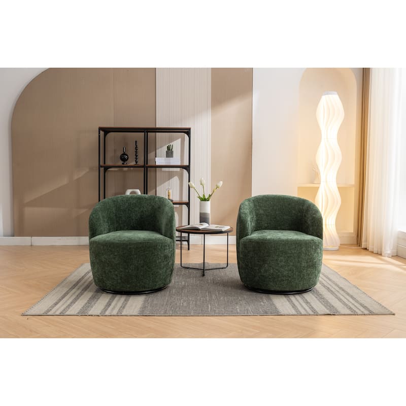25.6" Swivel Barrel Chair with Black Coating
