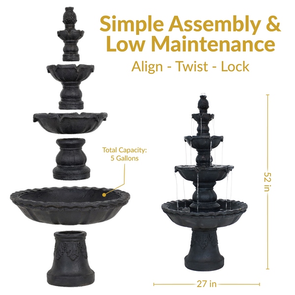 Sunnydaze 4-Tier Pineapple Outdoor Water Fountain - 52