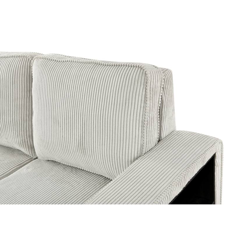 L-Shaped Sectional Convertible Sleeper Sofa Bed with Storage, USB Port & Cup Holder - Beige