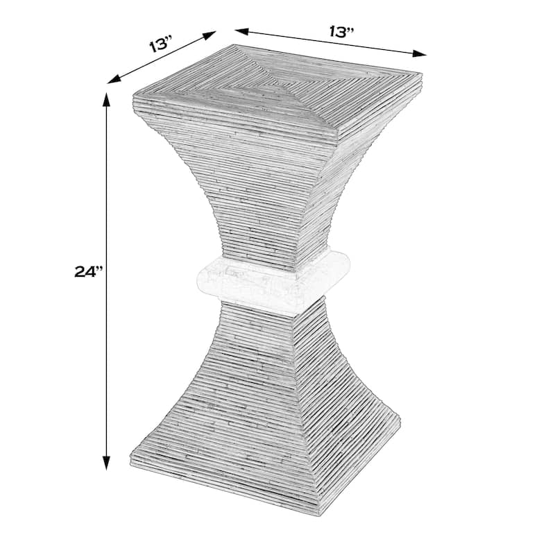 Marikit 13 in. W Square Wood and Arorog Inlay Side Table