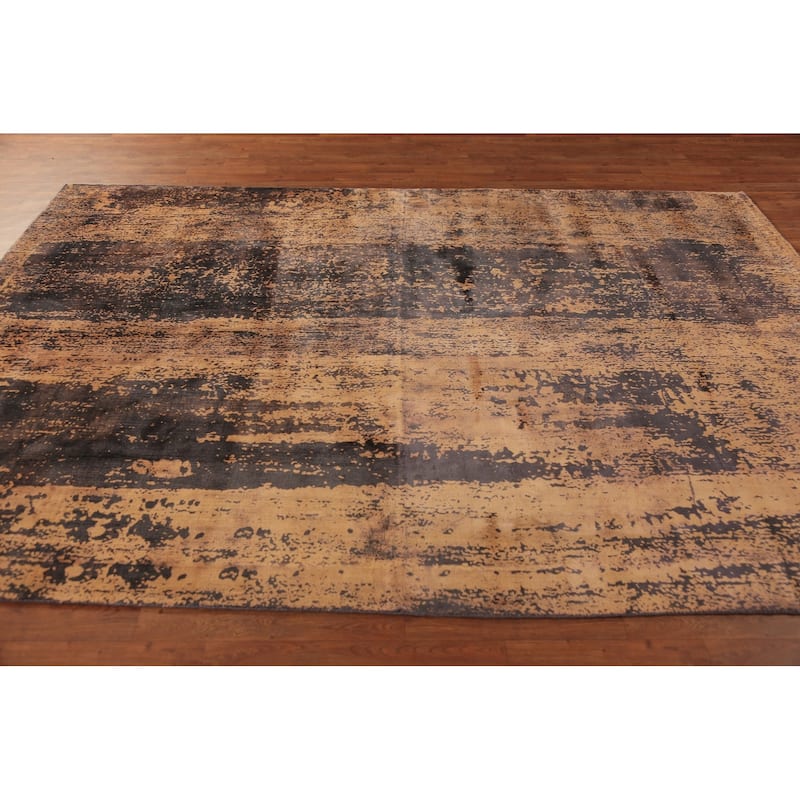 Contemporary Abstract Indian Rug Hand-Knotted Bedroom Wool Carpet - 6'6"x 9'4"