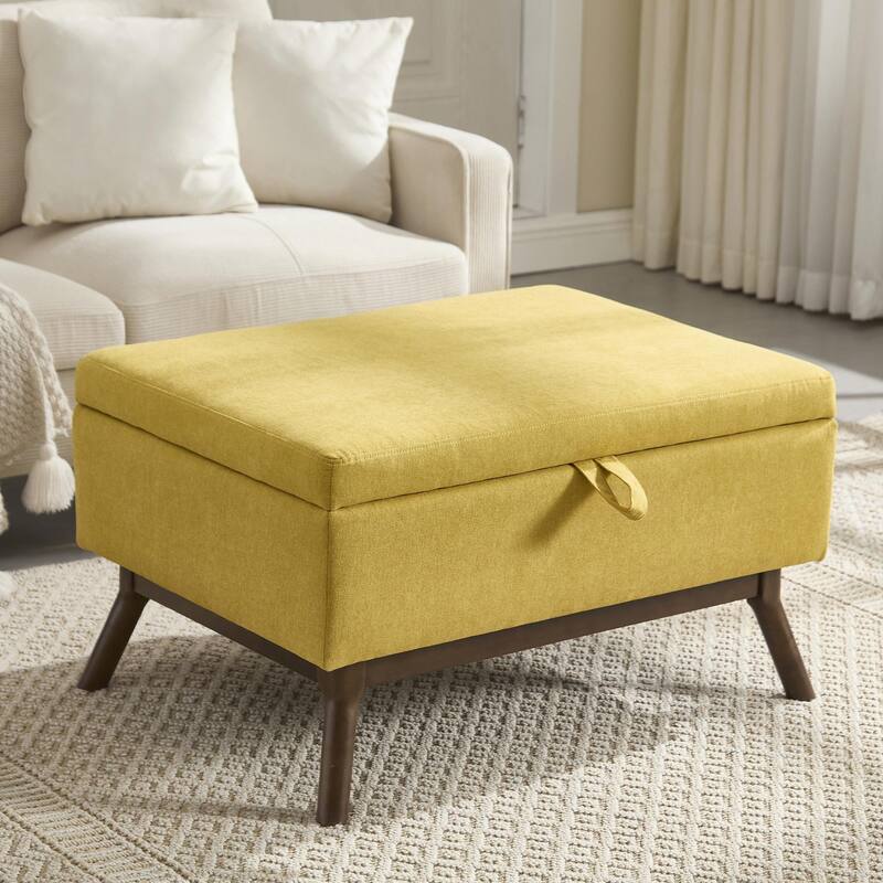 Mid-Century Modern Square Coffee Table with Storage Bench