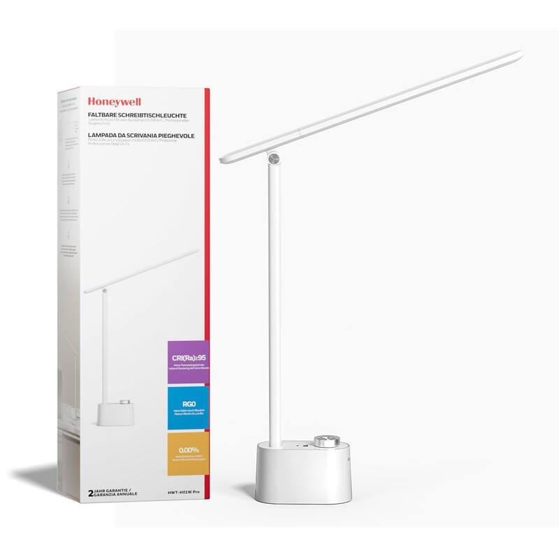 Honeywell Sunturalux LED Desk Lamp Adjustable Foldable Eye Friendly - N/A - White