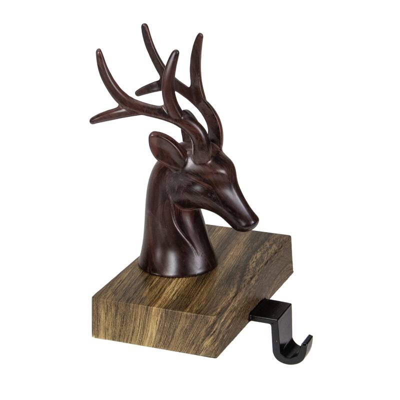 7.5" Brown Marbled Buck Deer Head Christmas Stocking Holder