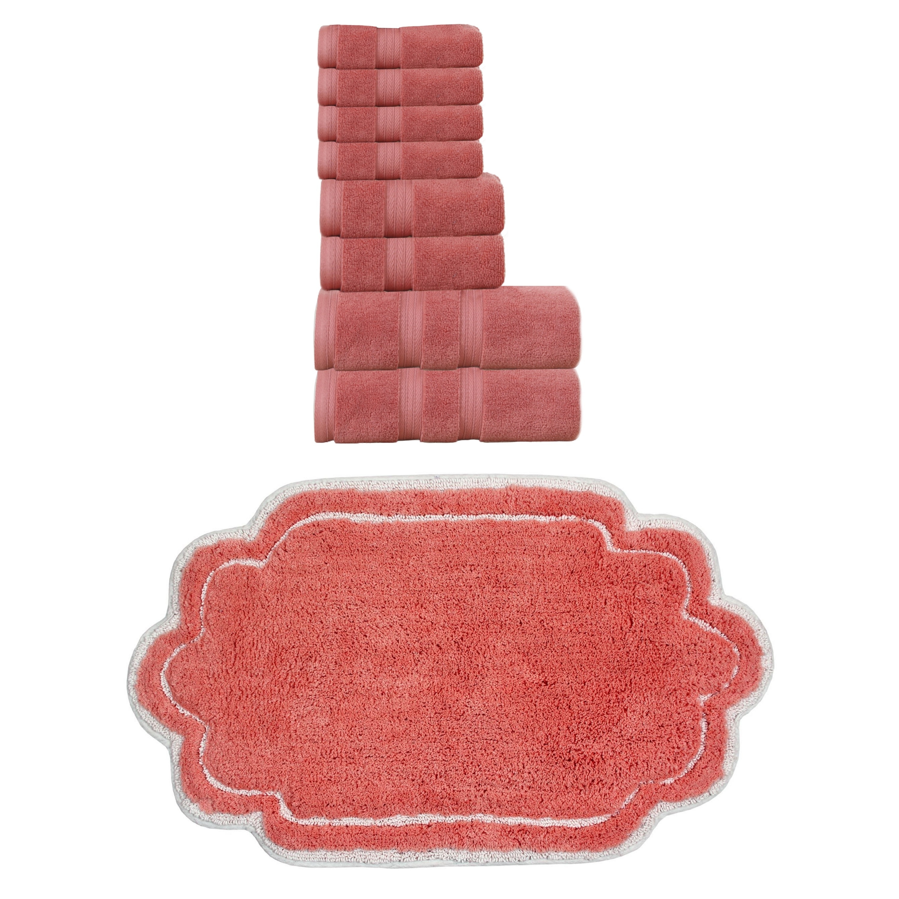 Home Weavers Allure Collection 100% Soft Cotton 8 Pc Bath Towel Set & 1 Pc 21x34 Bath Rug, Machine Washable & Non Slip(Set of 9)