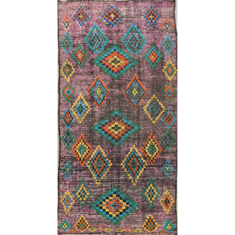Antique Tribal Moroccan Oriental Wool Area Rug Handmade Foyer Carpet - 5'0" x 9'1"