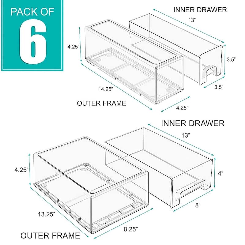 Sorbus Stackable Pull-Out Drawers, Clear Storage for Office, Home, Bathroom, Arts and Crafts and More