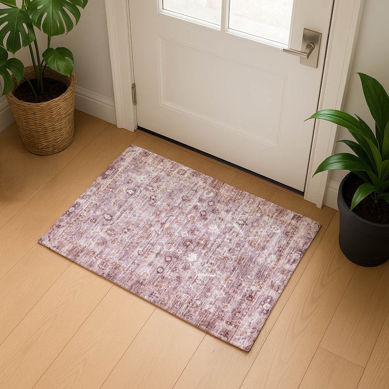 Premium Washable Super Soft Vintage Traditional Mayfield Rug - Blush - 1'8" x 2'6"
